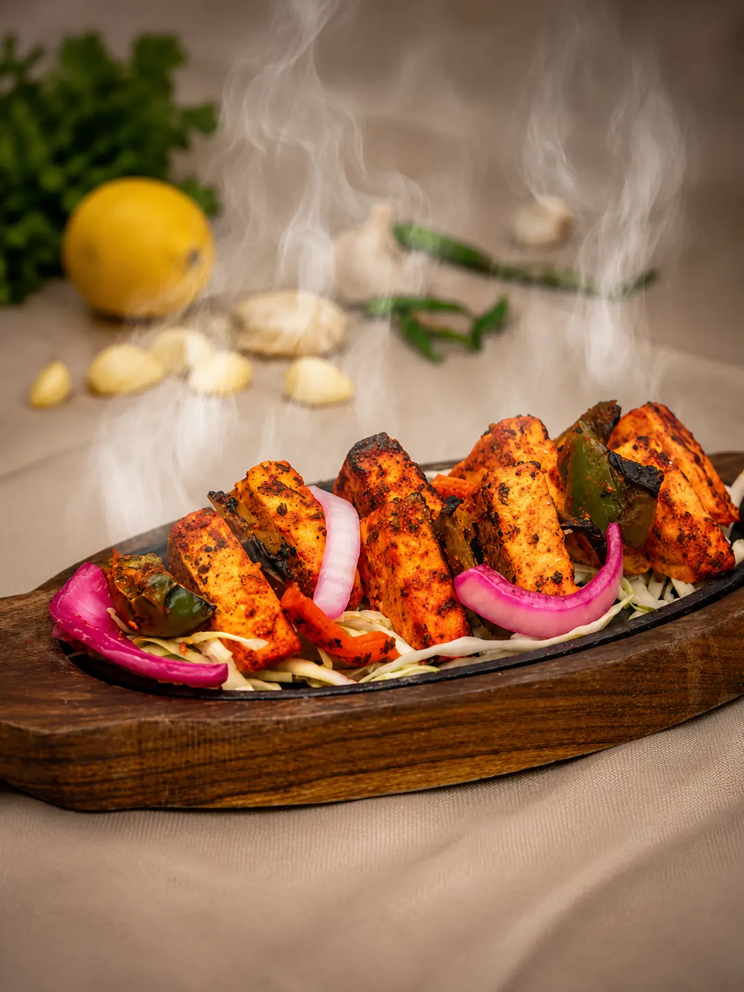 Copper Chimney Winnipeg takeout family meal with naan, samosas, butter chicken and rice