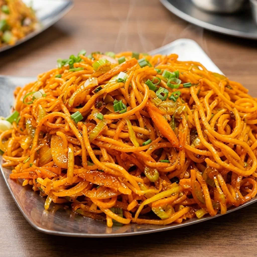 Szechuan Hakka noodles at Copper Chimney Winnipeg – Indo-Chinese stir-fried noodles